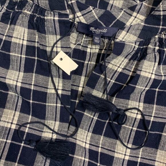 NWT Madewell camelia tassel plaid top oversized sz XS - Picture 5 of 5